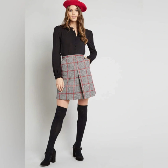 LOUCHE‎ by MODCLOTH High Honors Plaid Skirt in Lamont Multi - Picture 1 of 11